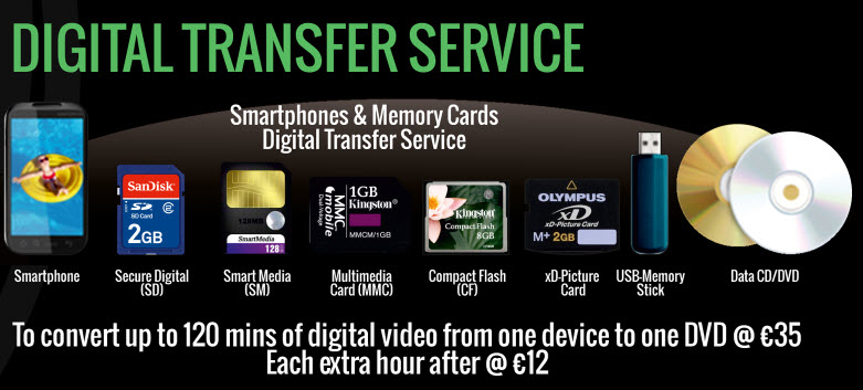 formats available for digital transfer to DVD